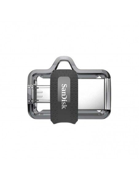 Pen Drive 32GB USB 3.0 microUSB OTG SanDisk Dual Drive retráctil llavero negro transparente