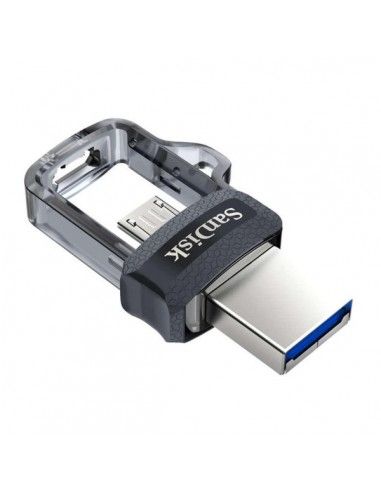 Pen Drive 32GB USB 3.0 microUSB OTG SanDisk Dual Drive retráctil llavero negro transparente