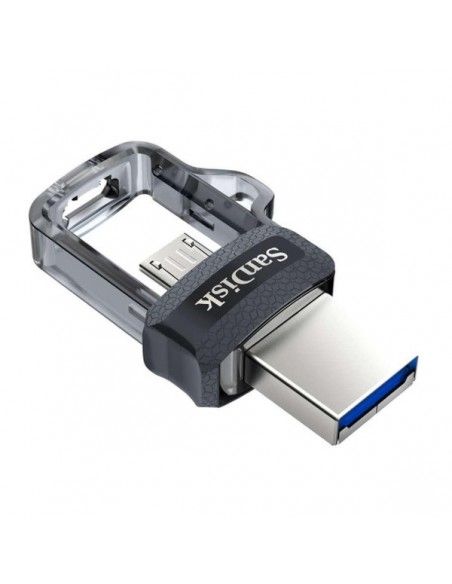Pen Drive 32GB USB 3.0 microUSB OTG SanDisk Dual Drive retráctil llavero negro transparente