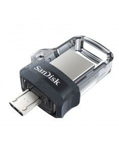 Pendrive 32GB USB 3.0 microUSB OTG SanDisk Dual Drive m3.0 retráctil llavero negro transparente 2