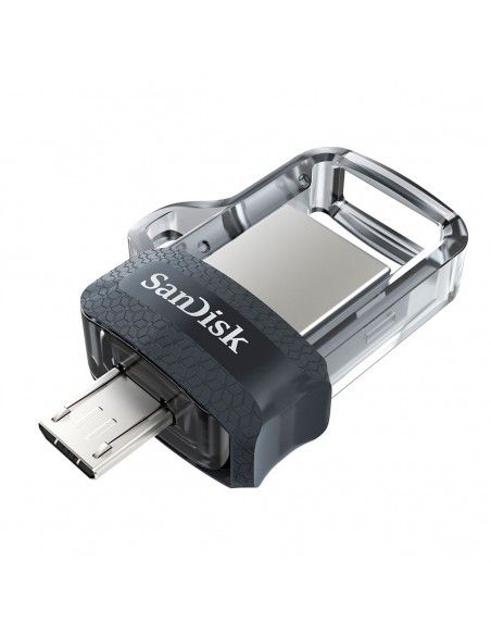 Pendrive 32GB USB 3.0 microUSB OTG SanDisk Dual Drive m3.0 retráctil llavero negro transparente