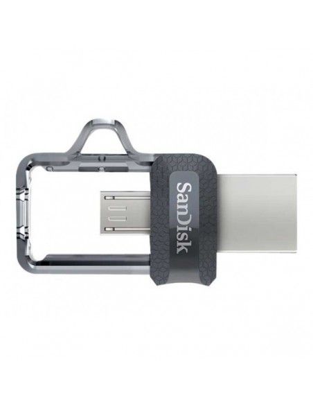 Pen Drive 32GB USB 3.0 microUSB OTG SanDisk Dual Drive retráctil llavero negro transparente