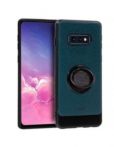 Carcasa reforzada TPU Samsung G970 Galaxy S10e tacto piel + anilla verde