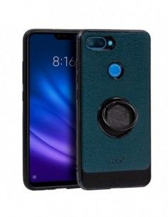 Carcasa reforzada cama TPU Xiaomi Mi 8 Lite tacto piel verde con anilla