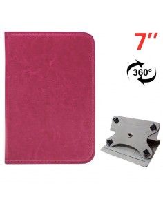 Funda soporte giratorio universal tablets 7'' pulgadas polipiel rosa