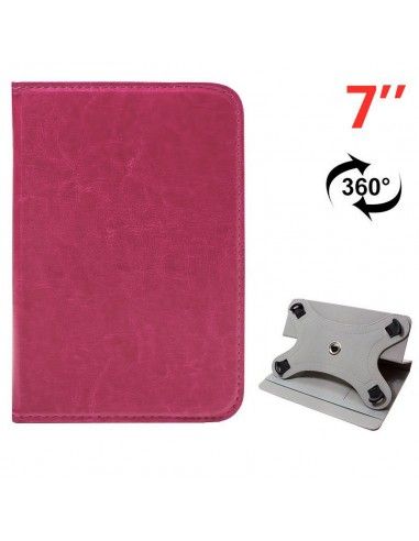 Funda soporte giratorio universal tablets 7'' pulgadas polipiel rosa