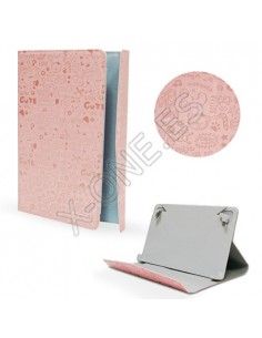 Funda soporte universal tablets 9,7'' pulgadas diseño Drawing rosa pastel
