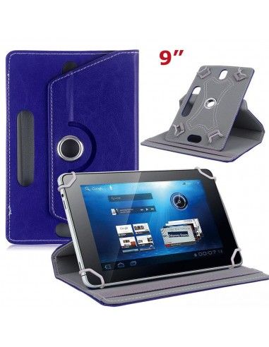 Funda soporte giratorio universal tablets 9'' pulgadas polipiel azul