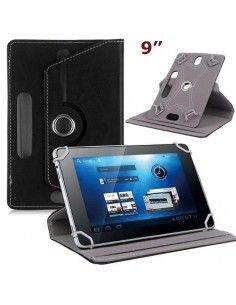 Funda soporte giratorio universal tablets 9'' pulgadas polipiel negra