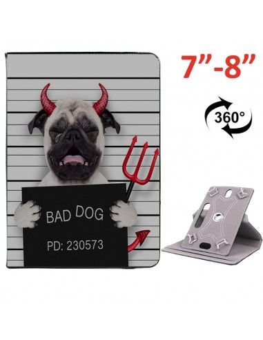 Funda soporte giratorio universal tablets 7 - 8'' pulgadas diseño Bad Dog