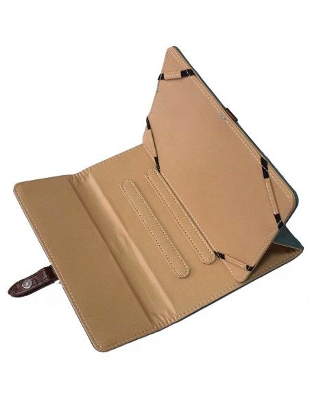 Funda soporte universal tablets 7'' pulgadas diseño Cartera verde turquesa