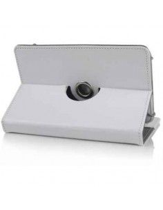 Funda soporte giratorio universal tablet 10" pulgadas polipiel blanca 2
