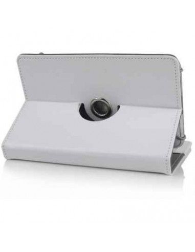 Funda soporte giratorio universal tablet 10" pulgadas polipiel blanca
