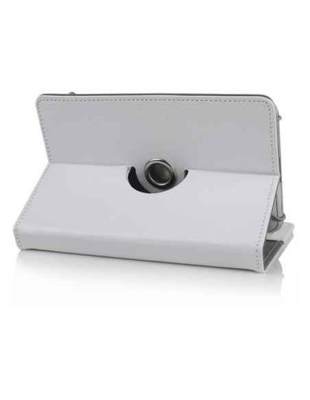 Funda soporte giratorio universal tablet 10" pulgadas polipiel blanca