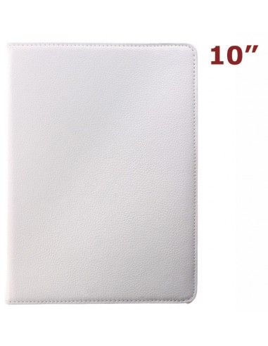 Funda soporte giratorio universal tablet 10" pulgadas polipiel blanca