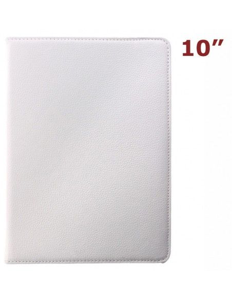 Funda soporte giratorio universal tablet 10" pulgadas polipiel blanca