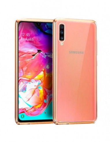Carcasa TPU transparente Samsung A705 Galaxy A70 borde metalizado dorado