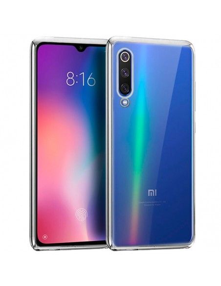Carcasa TPU transparente Xiaomi Mi 9 SE borde metalizado plata