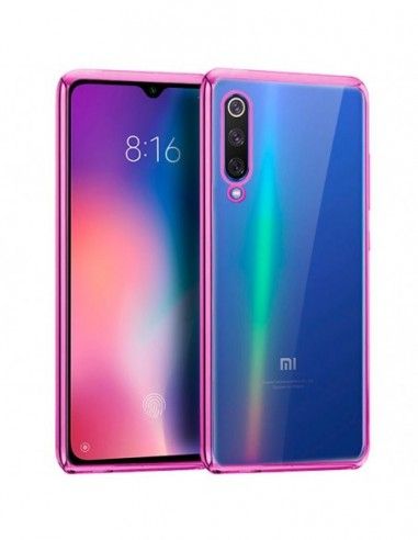 Carcasa TPU transparente Xiaomi Mi 9 SE borde metalizado rosa