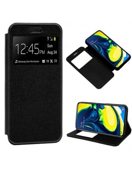 Funda libro soporte TPU Samsung A805 Galaxy A80 negra
