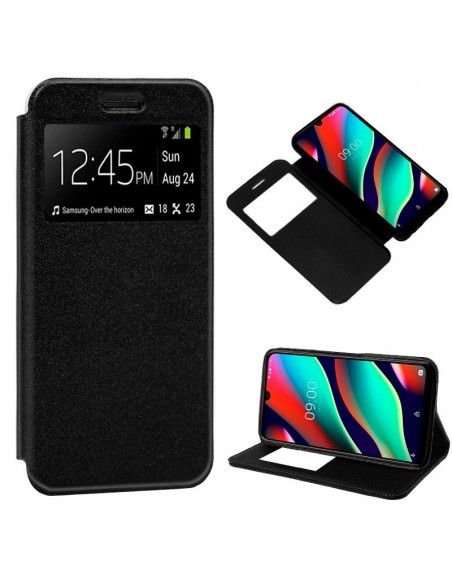 Funda libro soporte TPU Wiko View 3 negra