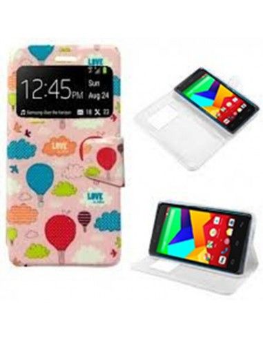 Funda libro soporte TPU BQ Aquaris E5 HD / E5 FHD diseño Globos Love