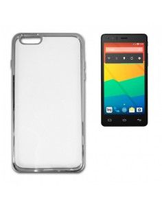 Carcasa TPU transparente BQ Aquaris E5 HD / E5 4G / E5s borde metalizado plata
