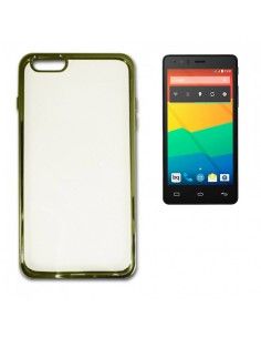 Carcasa TPU transparente BQ Aquaris E5 HD / E5 4G / E5s borde metalizado dorado