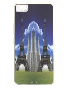 Carcasa TPU BQ Aquaris M4.5 / A4.5 diseño Two Eiffel Towers Mirror