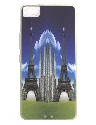 Carcasa TPU BQ Aquaris M4.5 / A4.5 diseño Two Eiffel Towers Mirror