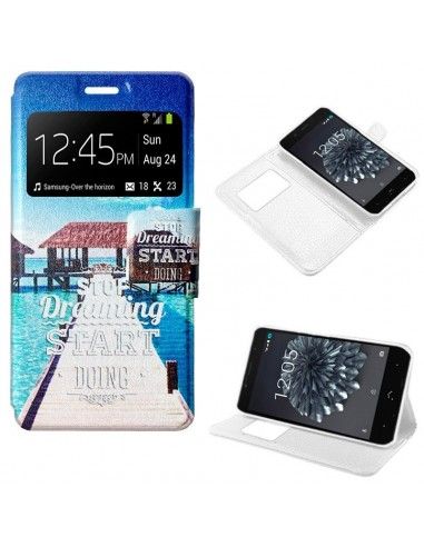 Funda libro soporte TPU BQ Aquaris X5 Plus diseño Beach