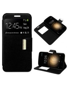 Funda libro soporte TPU BQ Aquaris U Plus negra