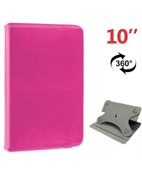 Funda polipiel soporte giratorio panorámica universal tablets 10'' pulgadas rosa