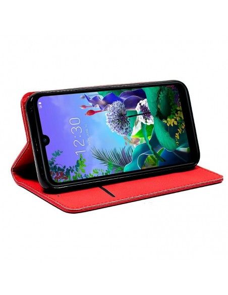 Funda libro cartera soporte TPU LG Q60 / K50 roja