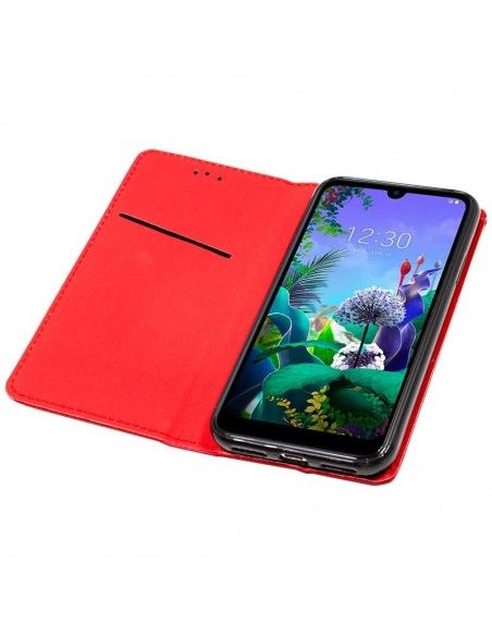 Funda libro cartera soporte TPU LG Q60 / K50 roja
