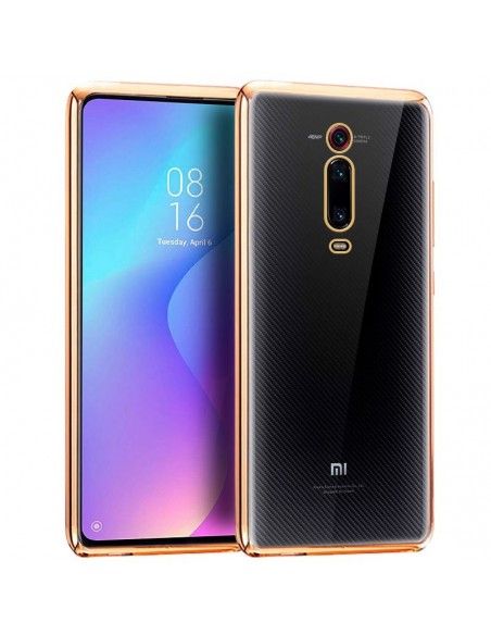 Carcasa TPU transparente Xiaomi Mi 9T / Mi 9T Pro borde metalizado dorado