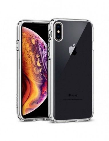 Carcasa TPU transparente iPhone XS Max borde metalizado plata