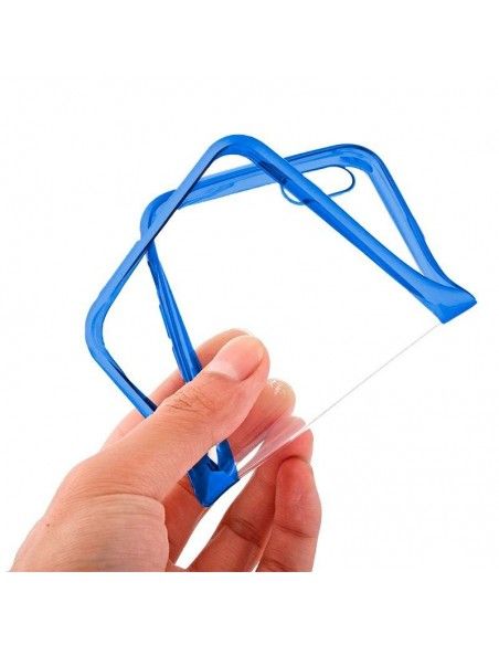 Carcasa TPU transparente Samsung N970 Galaxy Note 10 borde metalizado azul