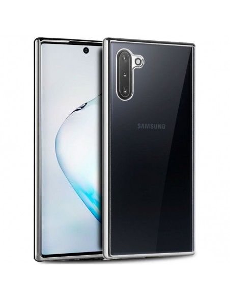 Carcasa TPU transparente Samsung N970 Galaxy Note 10 borde metalizado plata