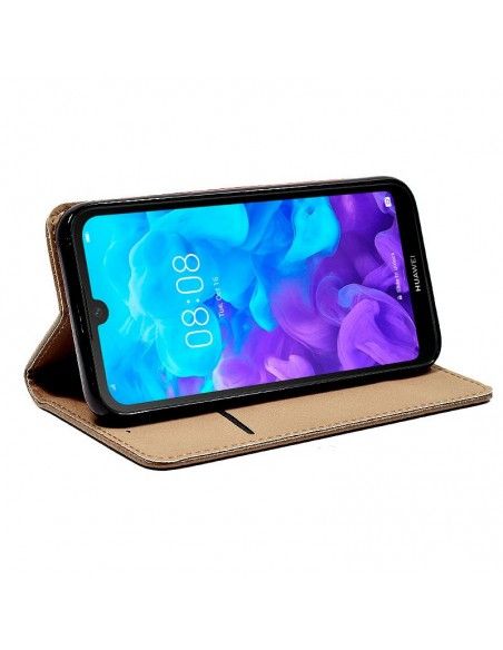 Funda libro cartera soporte TPU Huawei Y5 (2019) beige