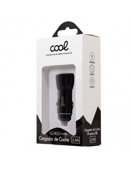 Cargador mechero coche universal doble toma USB negro 2.4 Amp