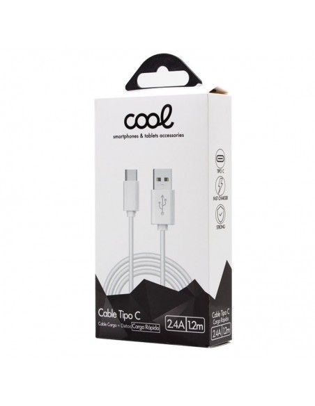 Cable USB universal tipo C compatible COOL (1,2 metros) blanco