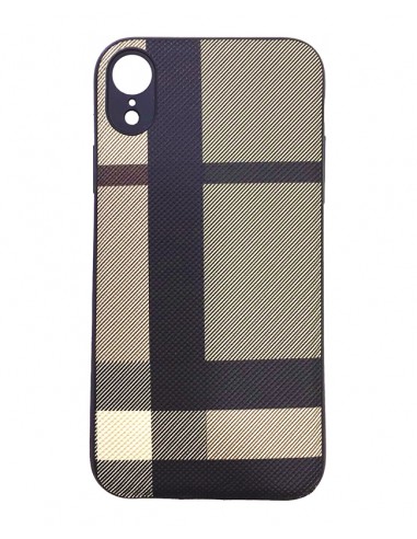 Carcasa TPU textil iPhone XR diseño cuadros beige