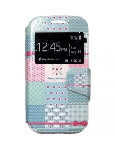 Funda libro soporte TPU Samsung Galaxy Ace 4 LTE / Ace Style diseño Cenefas Love