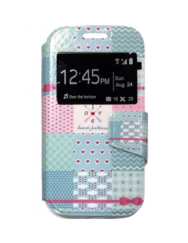 Funda libro soporte TPU Samsung Galaxy Ace 4 LTE / Ace Style diseño Cenefas Love