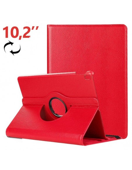 Funda soporte giratorio iPad (2019/2020) 10,2 pulgadas polipiel roja