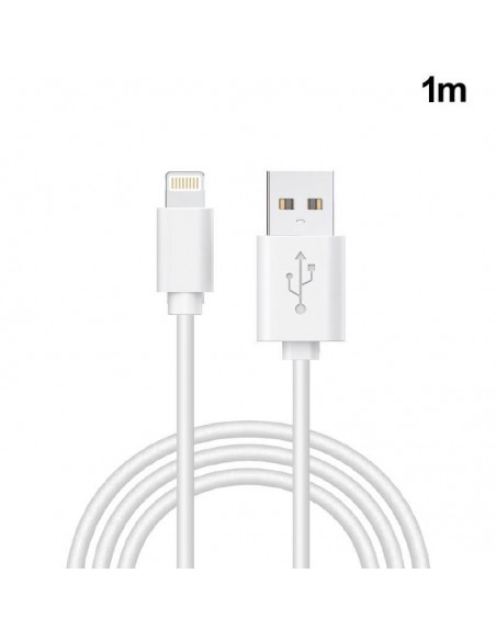 Cable USB iPhone 5 / 6 / 7 / 8 / 8 Plus / iPhone X / iPad (Compatible test OK) COOL 1,2 m blanco