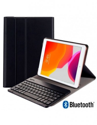 Funda soporte polipiel iPad (2019) de 10,2 pulgadas con teclado Bluetooth negra