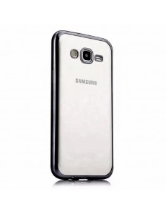Carcasa TPU transparente Samsung Galaxy J5 (J500) borde metalizado gris marengo
