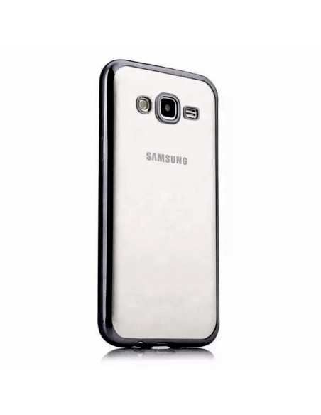 Carcasa TPU transparente Samsung Galaxy J5 (J500) borde metalizado gris marengo